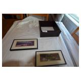 2 pictures and wall shelf