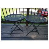 2 small metal tables
