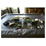 Bluetooth speakers, clock, phone wires, wireless