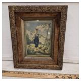 Beautiful Antique Framed Print of Boy