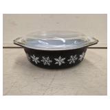 Pyrex Black and White Snowflake Lidded Casserole