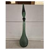 Vtg Green Empoli Genei Bottle Decanter- 22.5'