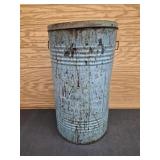Vintage Oyster Cracker Bin w Lid- Metal- 27' Tall