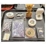 Trinket Lot- Jewelry, Lidded Trinket Dish, Enamel