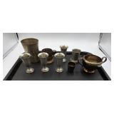 Silvertone and Brass Cups