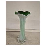 Art Glass Vase, Green Case, Clear Twist - 8' tall