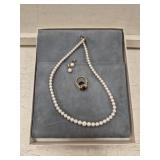 Authentic Pearl Necklace & Earrings