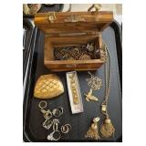 Unsorted Mixed Jewelry and Compact Case