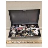 Metal Box Full Of Trinkets- Including Glass Door