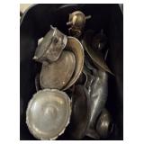 Tote full of Vtg Unsorted Silver Tone Pcs -