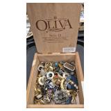 Cigar Box Full of Unsorted Jewelry
