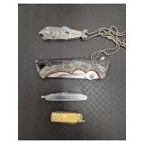(4) Small Pocket Knives- Including One Shaped
