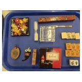 Vintage Majong Game Tiles, Vintage Dice, Ashtray