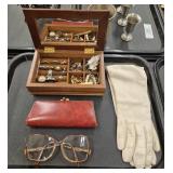 Unsorted Mixed Jewelry In Jewelry Box, Vintage