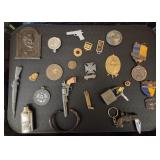 Manly Trinket Lot- Locks, Medals Small Guns