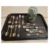 Vtg Spoon Collection with Old Mason Jar