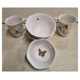 (5) Lenox Butterfly Meadows Bowls and (2) Cups