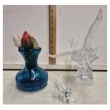 Shell Tulips, Crackle Glass Vase, Glass Owl and