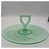 Twisted Optic Uraniun Glass Snack Tray- Glows