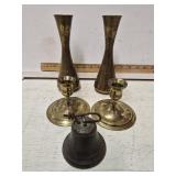 Brass Vases, Candle Stick Holders & Bell