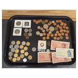 Qty of Vtg Foreign Coins and Indonesia Paper