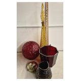 (4) Pcs MCM - Leaded Glass Hanging Candle Holder,