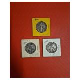 (3) Walking Liberty Half Dollars - 1936, 38 and