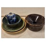 (5) Pcs of Stoneware including Pie Plate, Spitoon