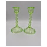 Uraniun Glass Candle Sticks- Glows