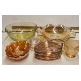 Marigold Carnival Glass Bowls and Creamer