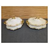 Pair of Havilan Limoges Clover Leaf Serving
