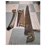 (4) Old Wooden Handle Saws