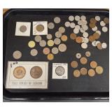 Qty of Vtg Foreign Coins including Denmark, Japan