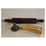 Primitive Rolling Pin, Dominoes and Servant's