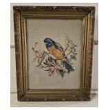 Framed Embroidered Bird - 22' x 18'
