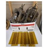 Pair of Gothic Brass Hanging Lamp Fixtures- Amber