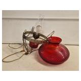Antique Cranberry Hobnail Light Fixture