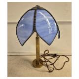 Blue Slag Glass Tulip Lamp