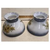 Pair of Vtg Hurrican Lampshades with Flowers