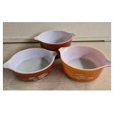 Set of (3) Pyrex Autumn Harvest Wheat Storage