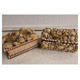 Pair of Vtg Shell Art Jewelry Boxes