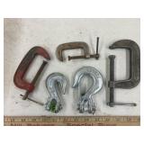 3 "C" clamps & 2 - 5/16 - Chain hooks