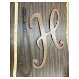 Vintage metal rug beater & Letter "H"