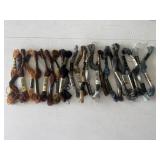 Embroidery floss, shades of brown, grey, most new