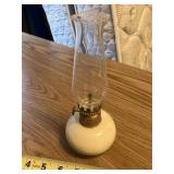 Oil Lamp, 8" tall, Ivory/cream glass base