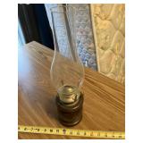 Oil Lamp with wooden base 16" tall