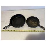 2 cast iron skillets, 10 1/2" & 8"