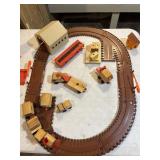 Vintage Matel Motor Putt Putt Railroad, wood train