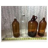 5 vintage bottles includes brown Austin