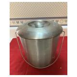 Stainless pail w/lid, approx 9" tall & round